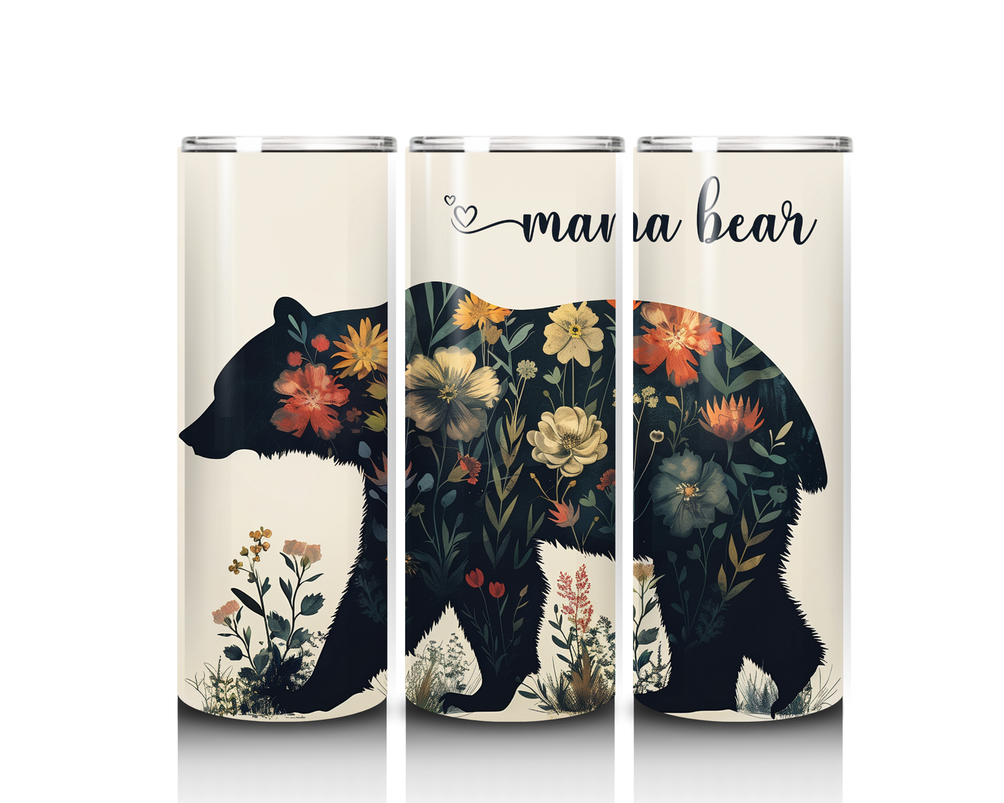 Floral Mama Bear 20 oz tumbler