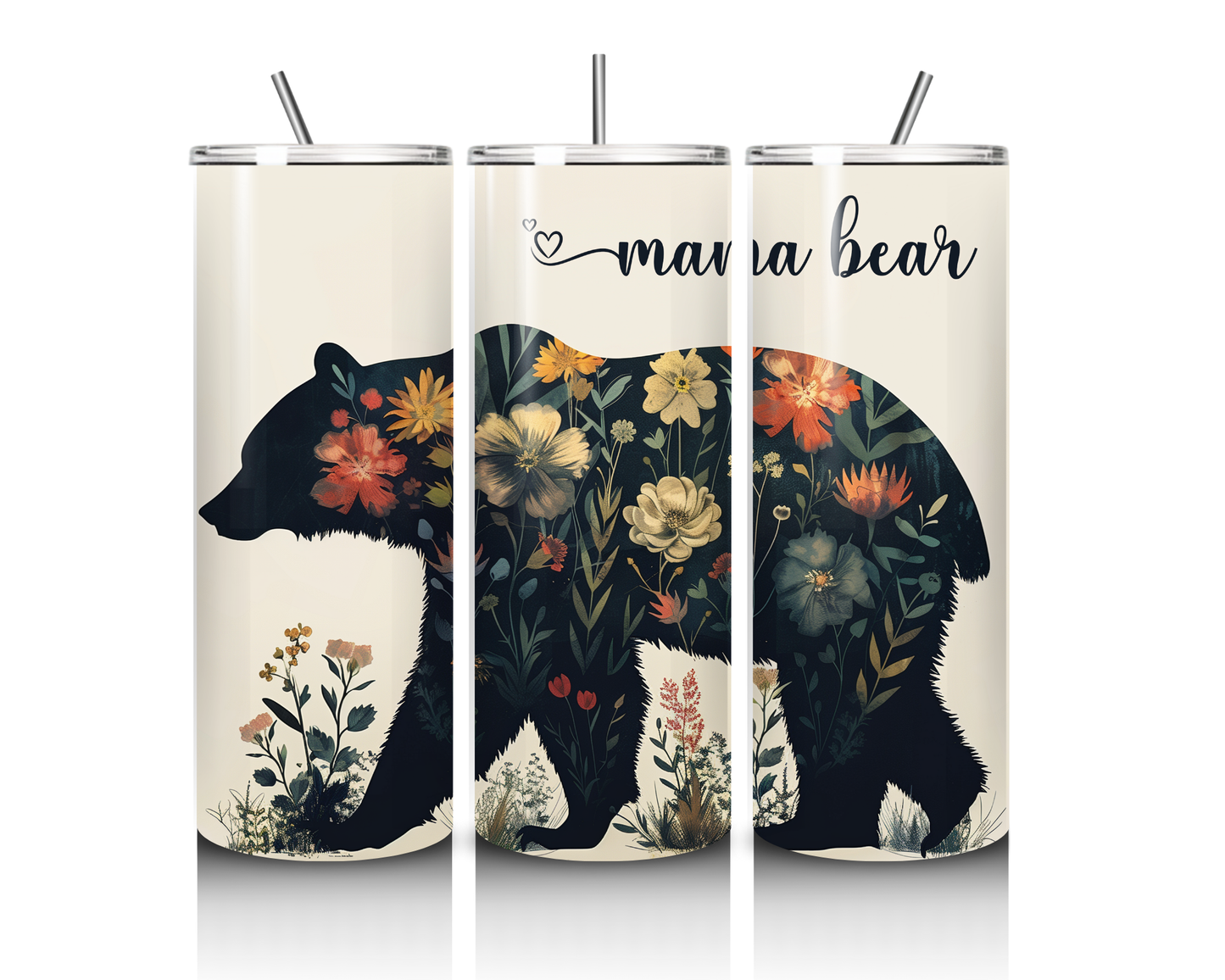 Floral Mama Bear 20 oz tumbler