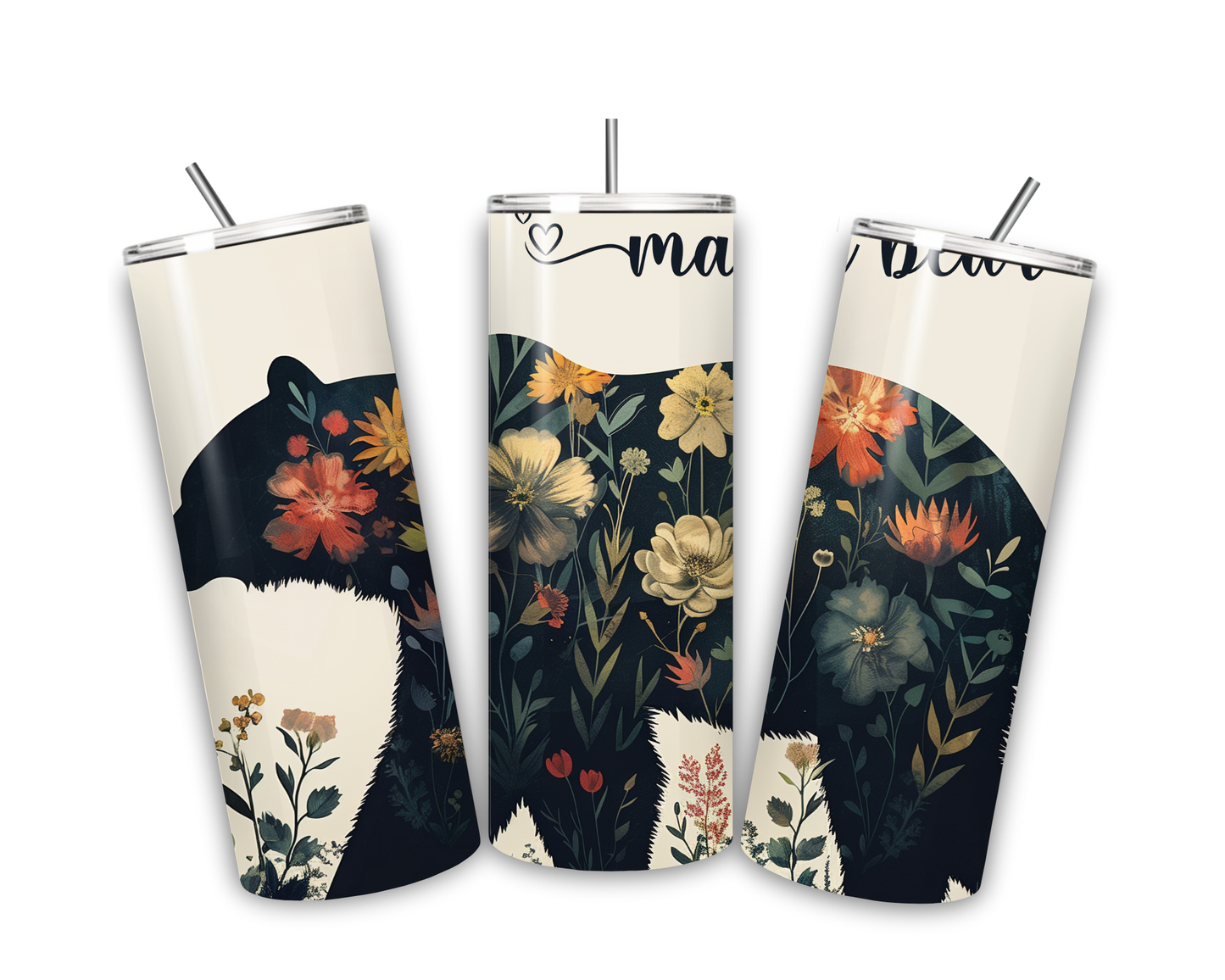 Floral Mama Bear 20 oz tumbler